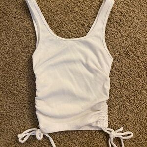 White scrunch tank top
